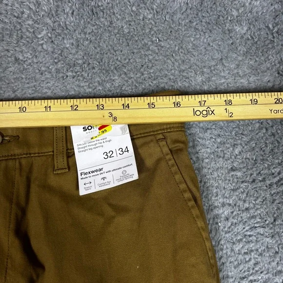 Sonoma Chino Pants Mens 32x34 Flexwear Straight Leg Office Formal Brown New - Picture 5 of 9
